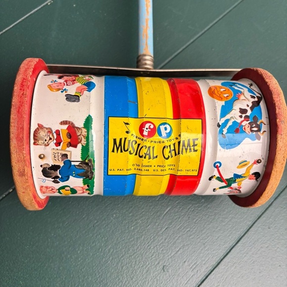 Vintage 1950 Fisher-Price Musical Chime roller toy with nursery rhymes - Picture 3 of 13